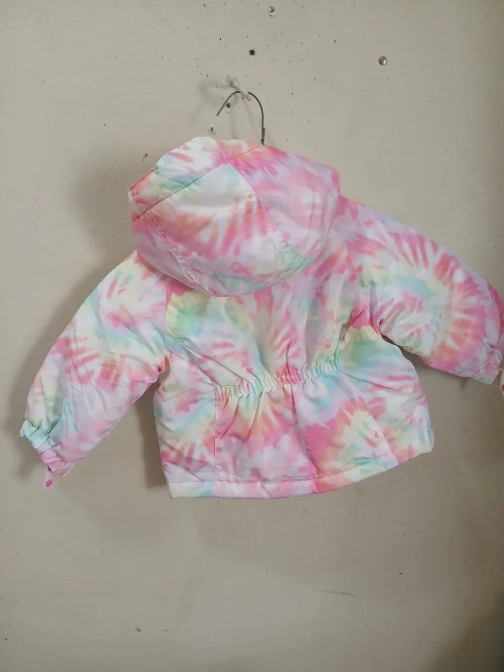 The Children's Place Pink Tie-Dye Hooded Puffer Jacket Double Zip Size 12_18 Mon